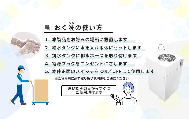 簡易手洗い器の「おく洗」を販売中-日本箱産業